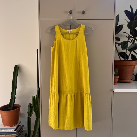 Eileen Fisher Organic Cotton Ripple Tiered Dress in Sunbeam SP - Picture 6 of 6